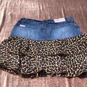 Girls Jolt Jeans Denim and Leopard Print Skirt - Size 12